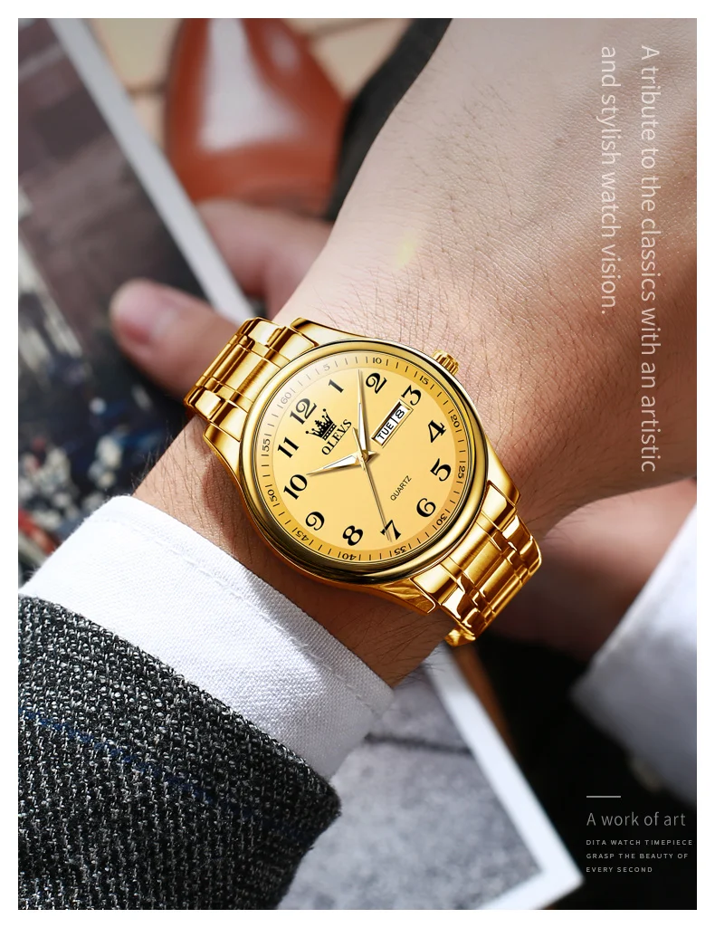 OLEVS Fashion Brand Couple Quartz Watches Waterproof Luminous Wristwatch for Lover Date Men‘s and Women's Wristwatch Simple