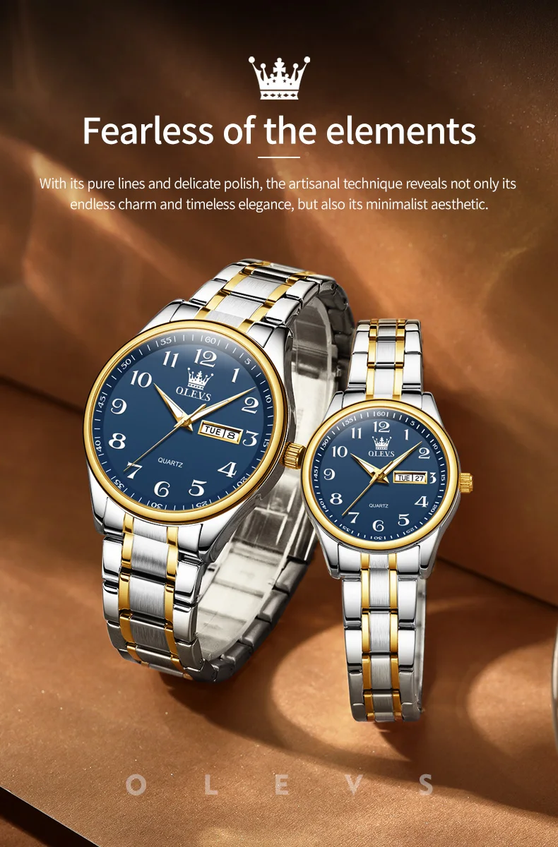 OLEVS Fashion Brand Couple Quartz Watches Waterproof Luminous Wristwatch for Lover Date Men‘s and Women's Wristwatch Simple