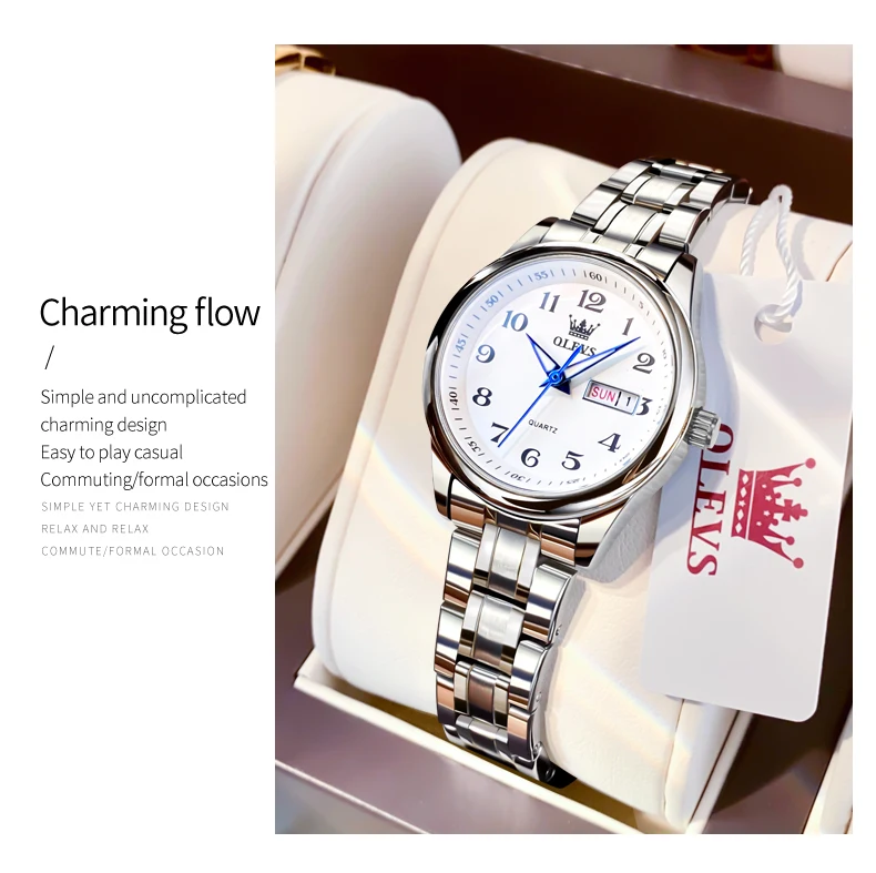 OLEVS Fashion Brand Couple Quartz Watches Waterproof Luminous Wristwatch for Lover Date Men‘s and Women's Wristwatch Simple