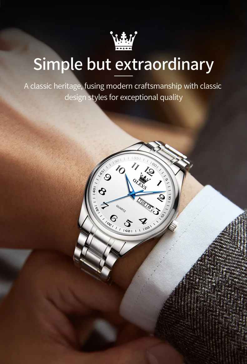 OLEVS Fashion Brand Couple Quartz Watches Waterproof Luminous Wristwatch for Lover Date Men‘s and Women's Wristwatch Simple