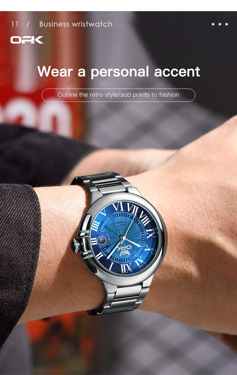 OPK 6039 Couple Watch Deep Waterproof Calendar Ladies Hand Clock