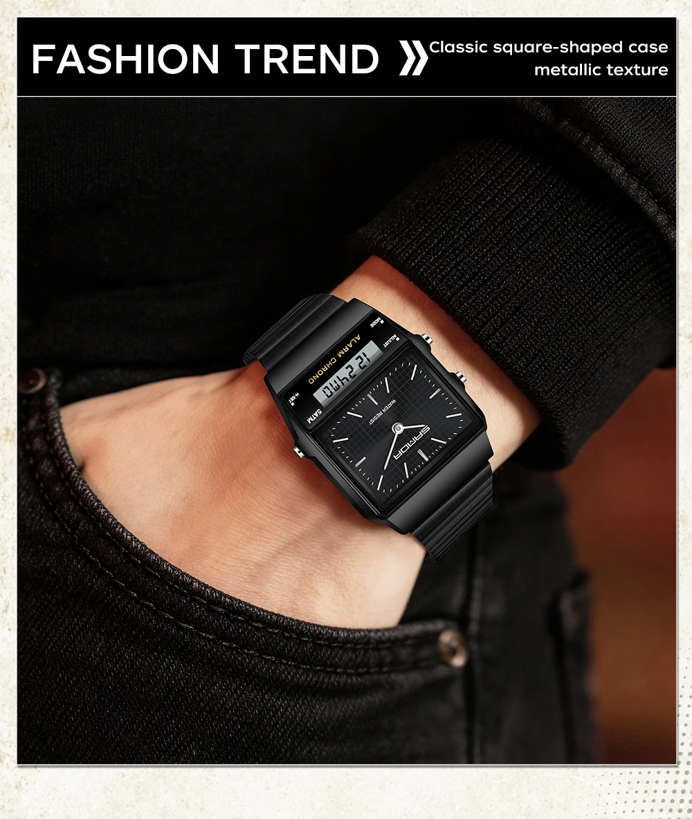 SANDA Fashion Quartz Digital Men's Watch Waterproof Casual Watch Wear-resistant Stainless Steel Couple Strap Watch