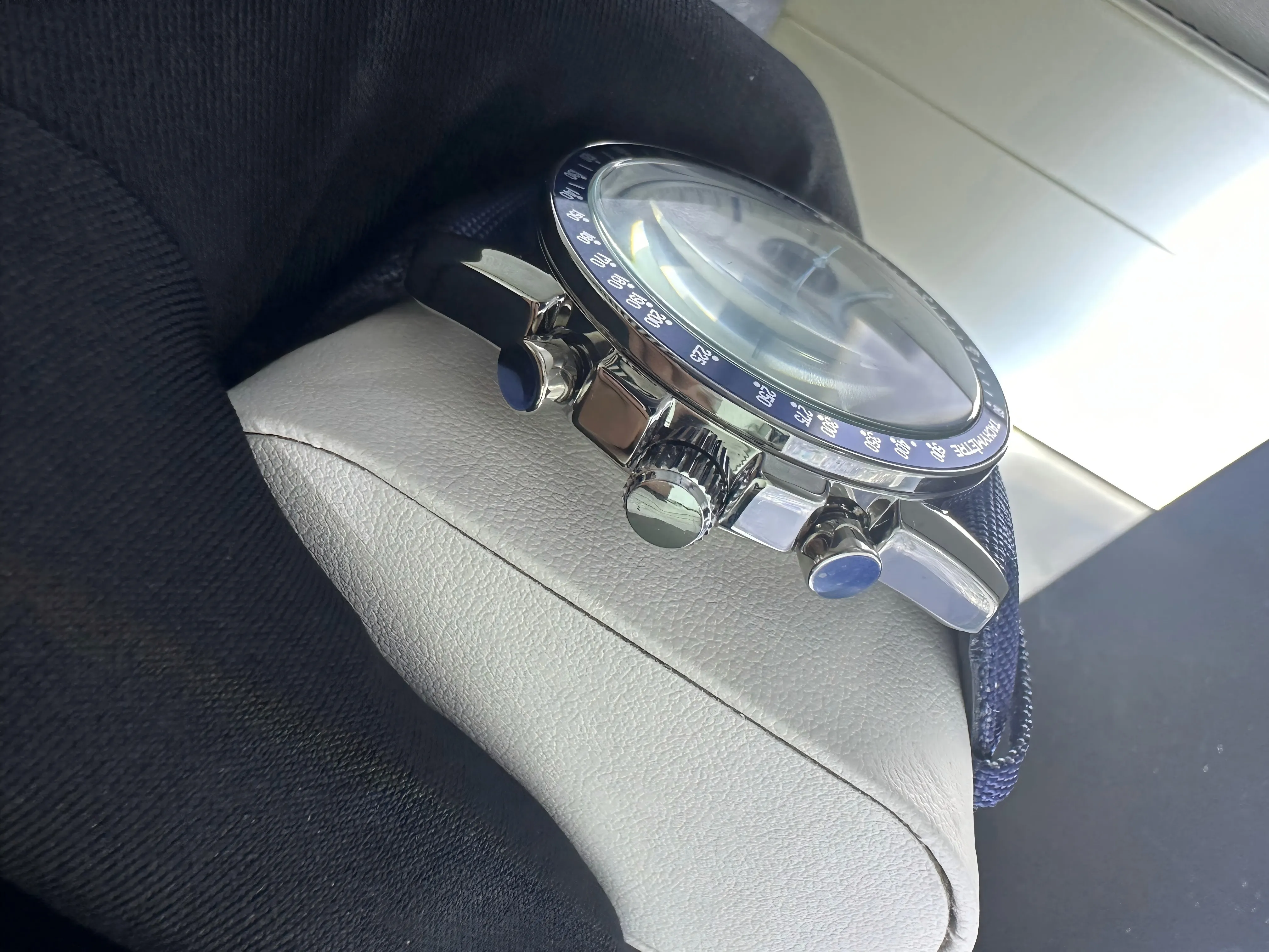 OMAYS Men's Luxury Sport Watch, 50th Anniversary Edition, Blue Nylon Band,Chronograph Quartz Wristwatch