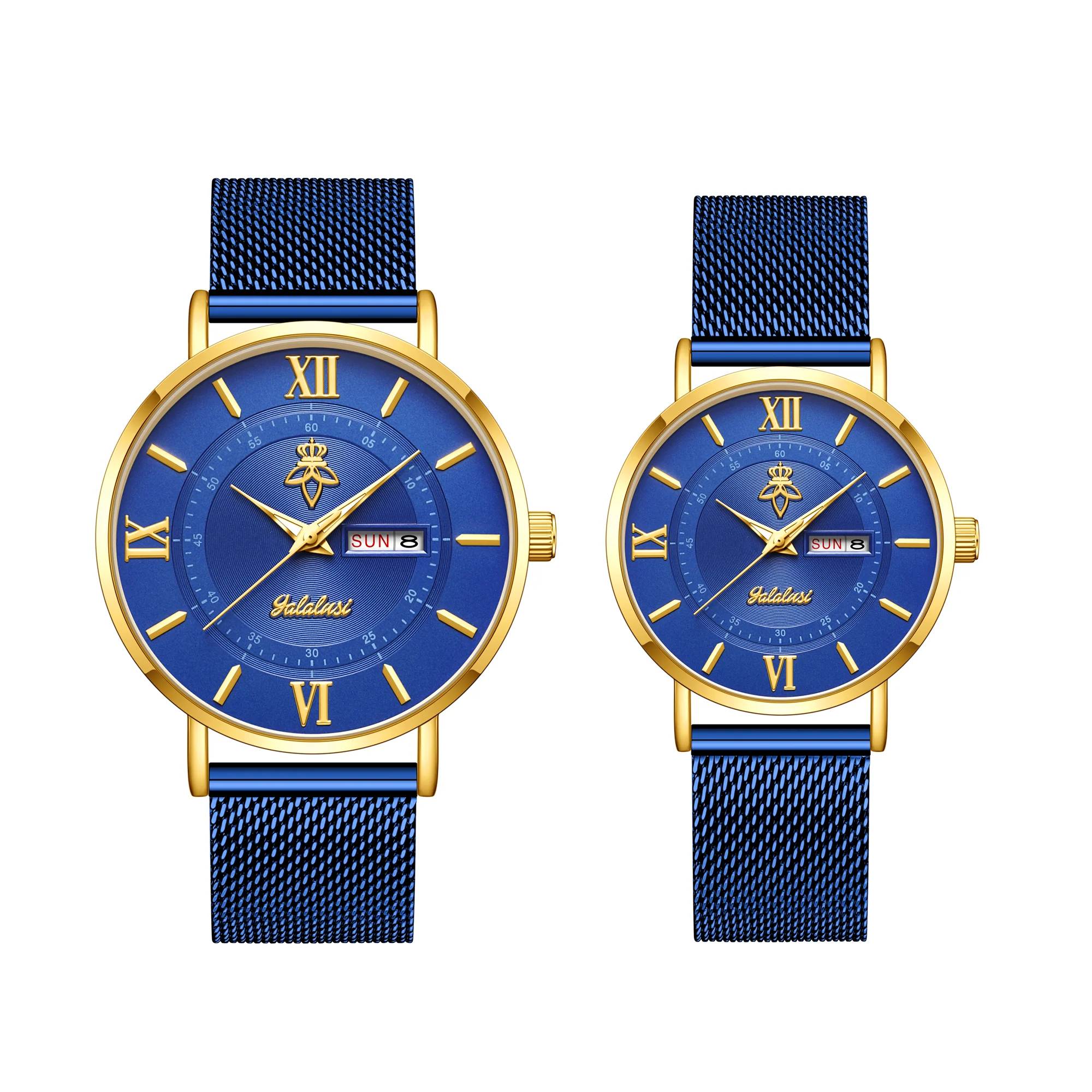 YaLaLuSi Stylish, Minimalist Unisex Watch with Date Display; Milanese Mesh Strap Couple’s Quartz Watch Reloj