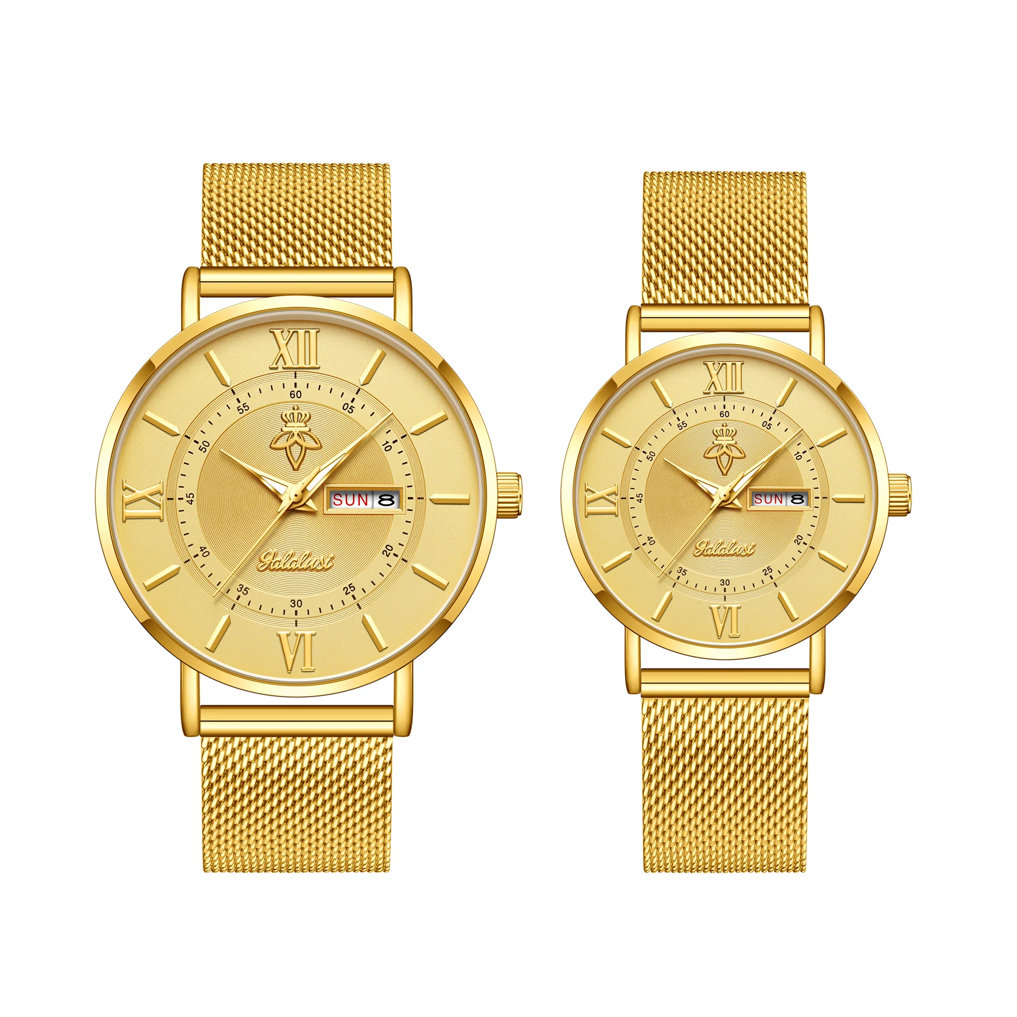 YaLaLuSi Stylish, Minimalist Unisex Watch with Date Display; Milanese Mesh Strap Couple’s Quartz Watch Reloj