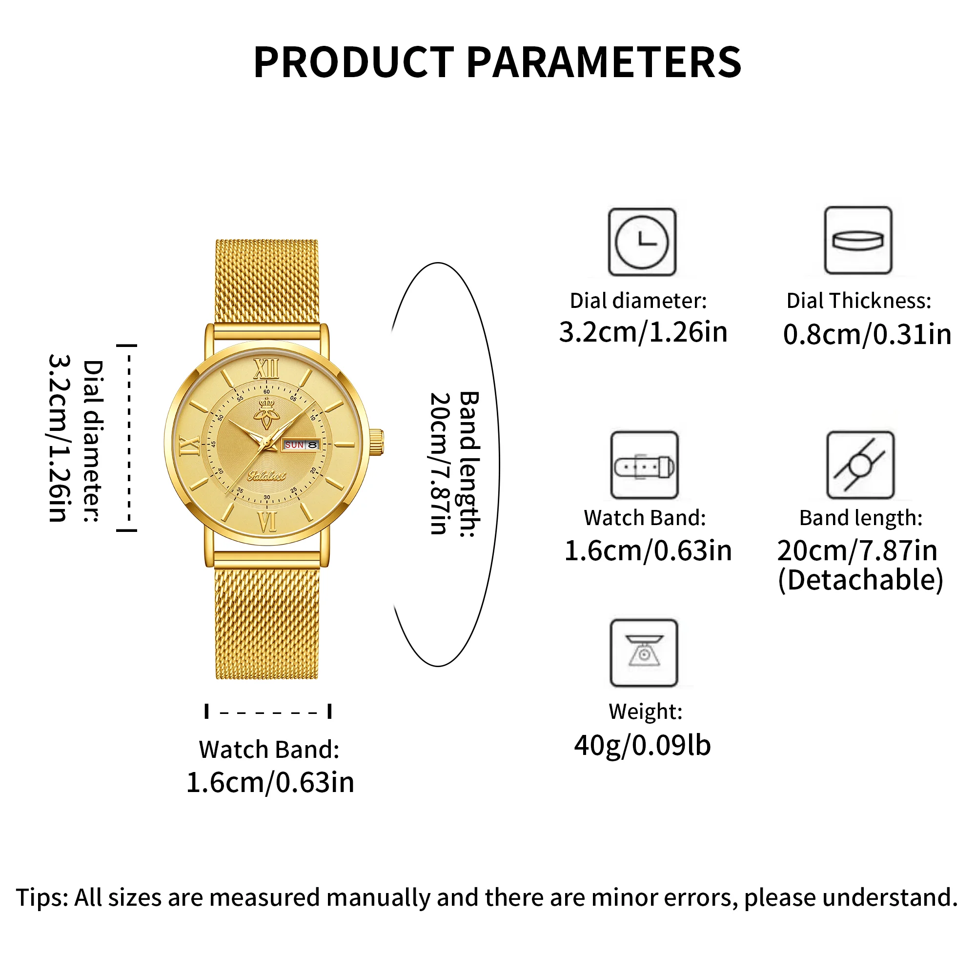 YaLaLuSi Stylish, Minimalist Unisex Watch with Date Display; Milanese Mesh Strap Couple’s Quartz Watch Reloj