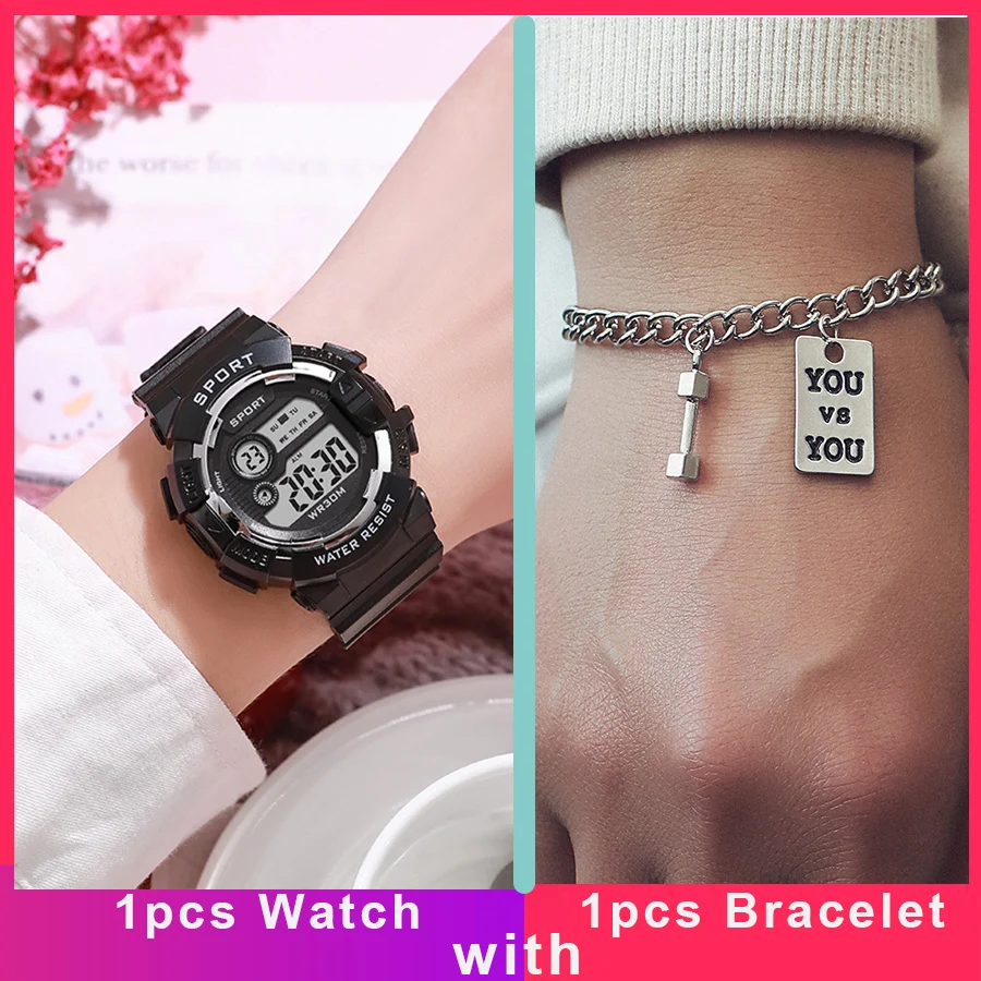 Men Women Digital Watches with Bracelet Multifunction Sports Watches Fashion Couple Watch Electronic Clock For Boys and Girls