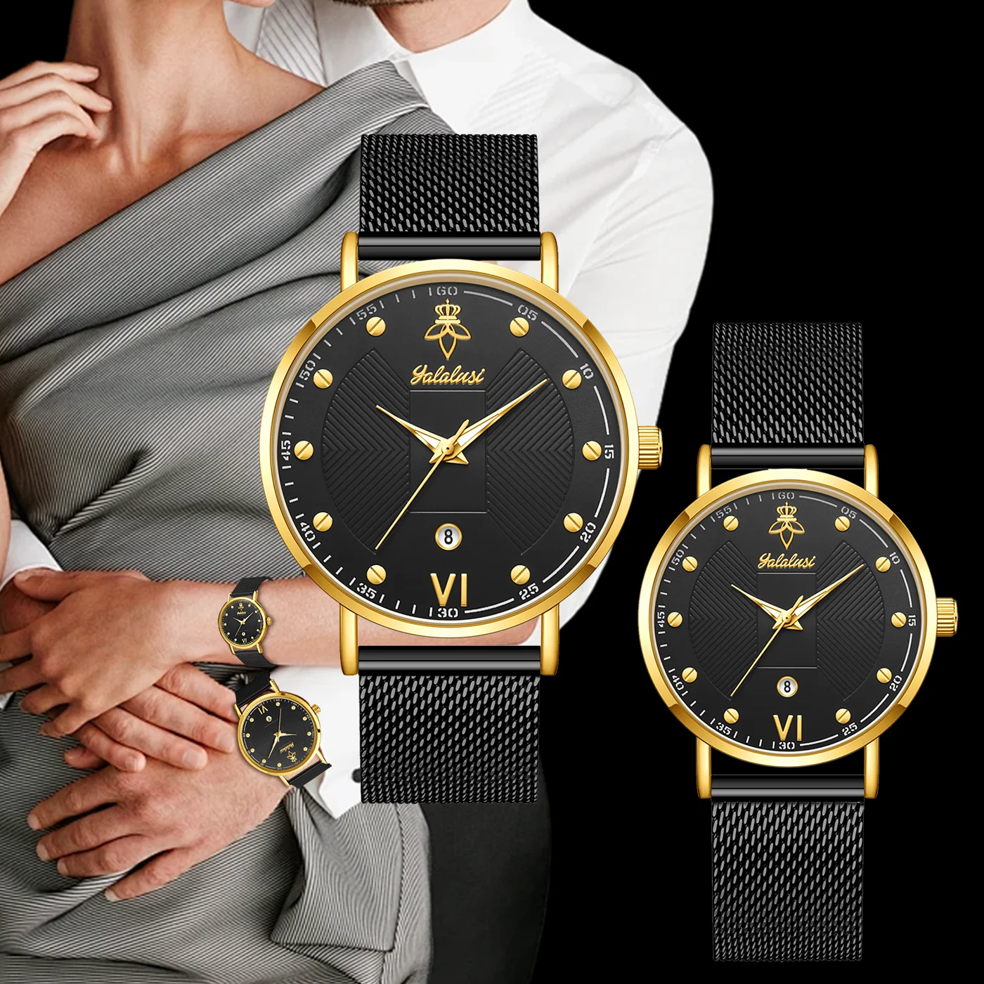 YaLaLuSi Stylish Large-Dial Watches for Men and Women: Minimalist Quartz Couple’s Watches for the Workplace Reloj