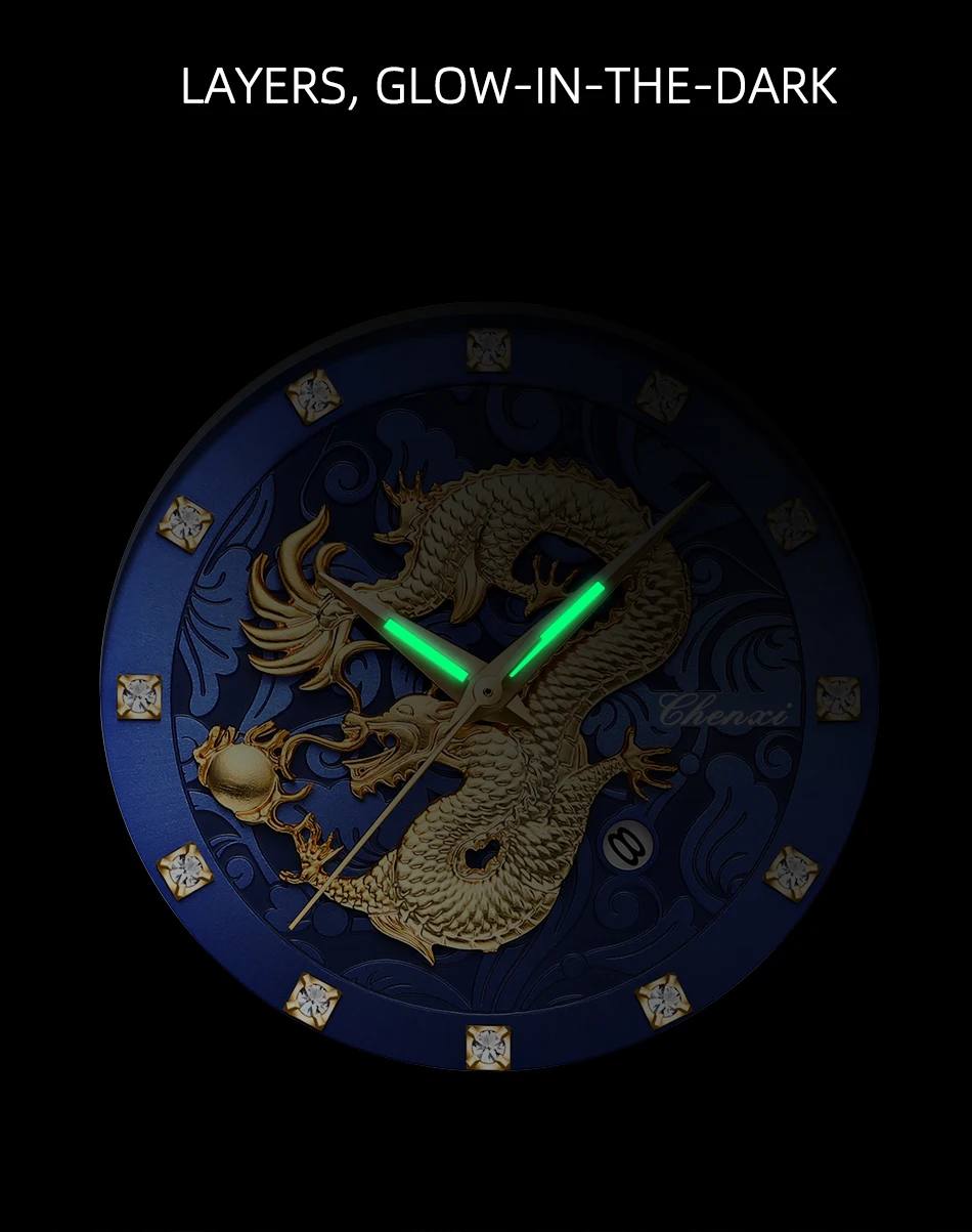 CHENXI Mens Business Luxury Full Steel Golden Quartz Watch Top Brand Waterproof Date Luminous Scratch-Proof Fashion Wristwatch