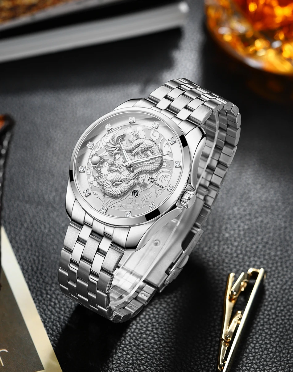 CHENXI Mens Business Luxury Full Steel Golden Quartz Watch Top Brand Waterproof Date Luminous Scratch-Proof Fashion Wristwatch