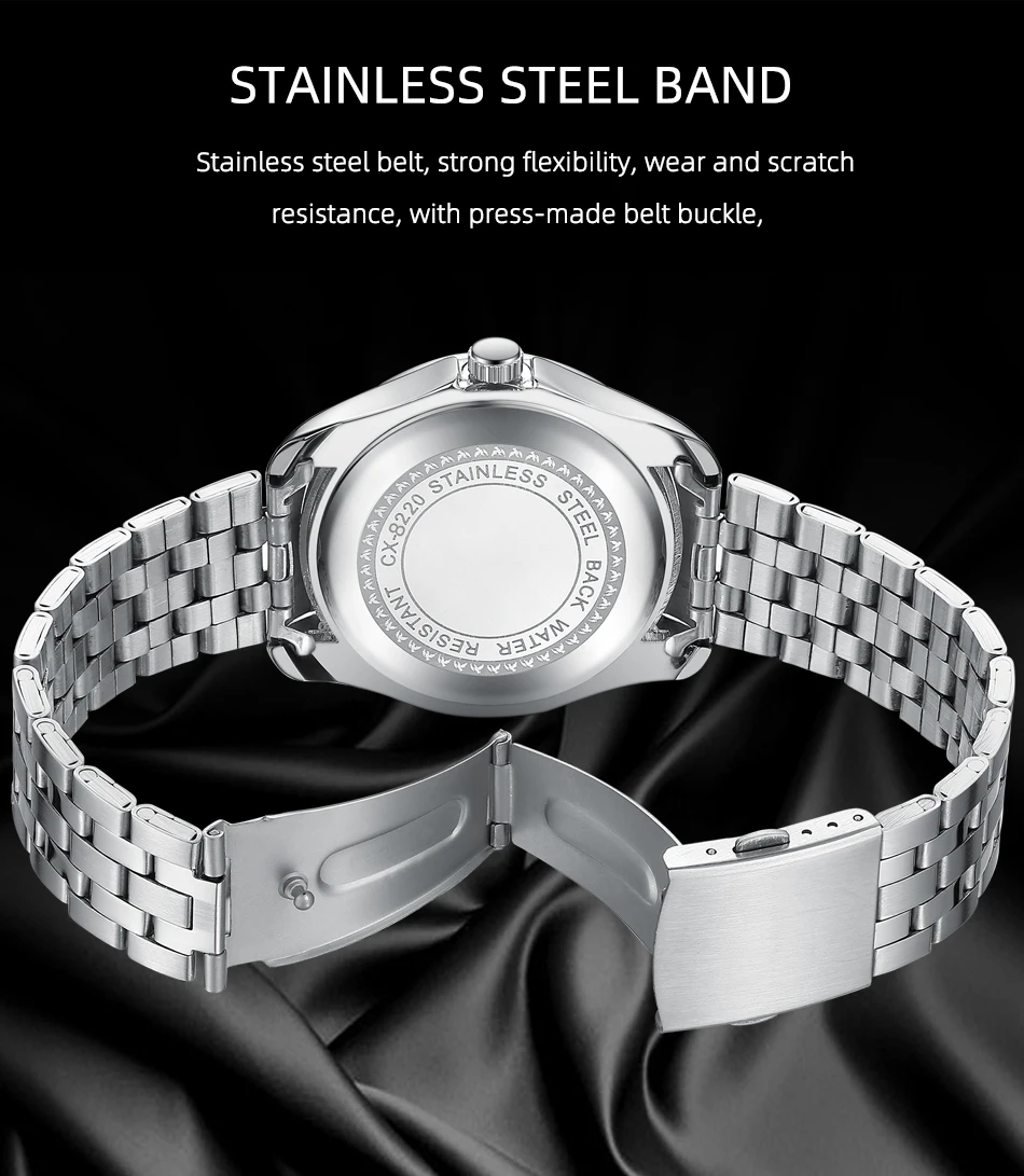 CHENXI Mens Business Luxury Full Steel Golden Quartz Watch Top Brand Waterproof Date Luminous Scratch-Proof Fashion Wristwatch