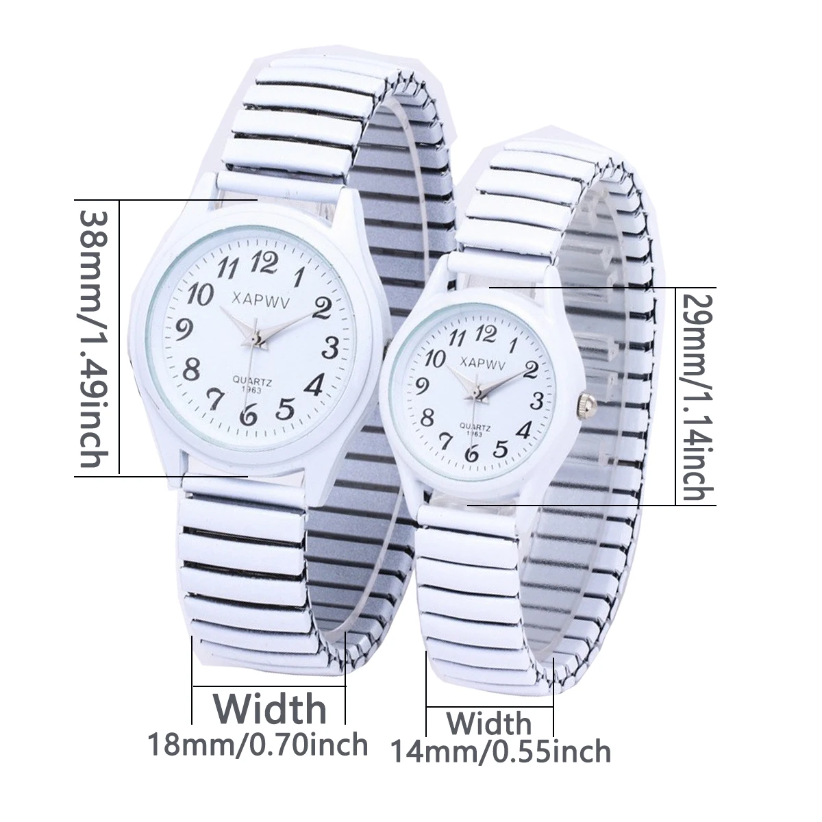 Fashion Couple Watches, a Pair of Casual Quartz Watches for Men and Women, Arabic Numerals, Elastic Strap Women's Wristwatch