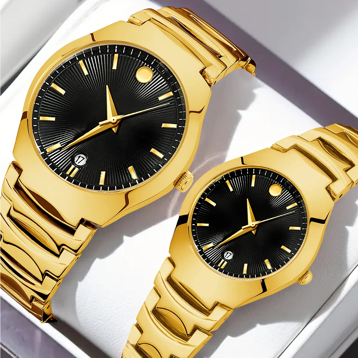 YaLaLuSi Stylish Minimalist Steel-Strap Bracelets for Men and Women Elegant Business Watches, Perfect as Gifts for Couples Reloj