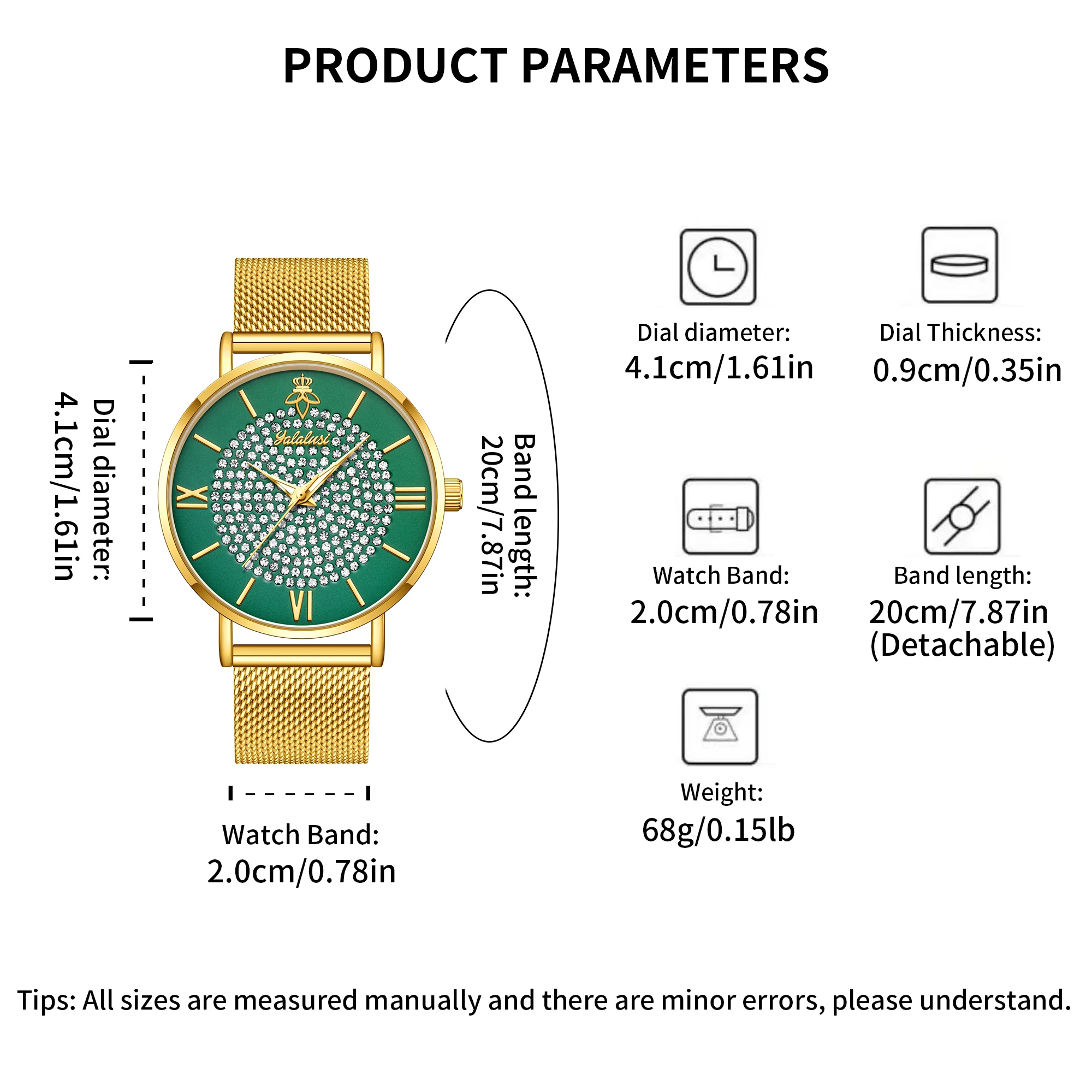 YaLaLuSi Fashionable Diamond-Set Dial Watches for Men and Women; Roman Numeral Mesh Strap Couple’s Watches Reloj