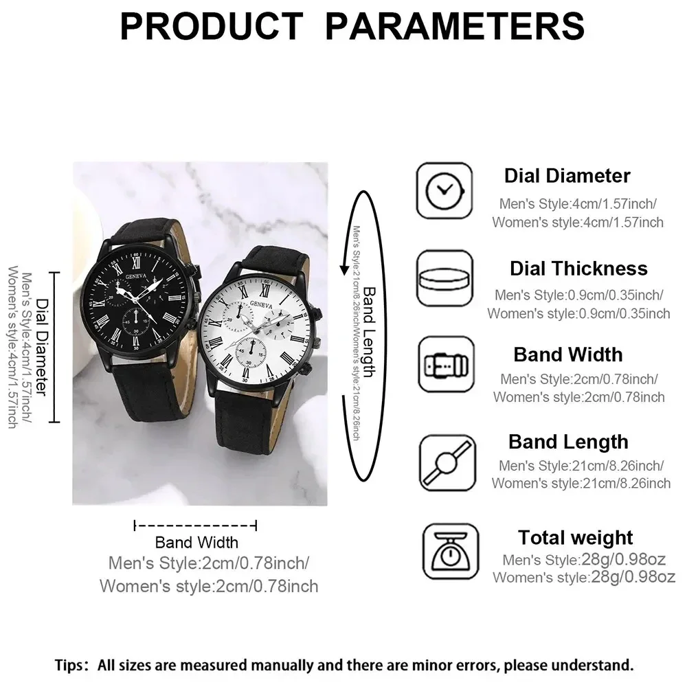 2PCS Men's three eyed business casual trendy belt quartz watch high-end atmospheric watch large dial
