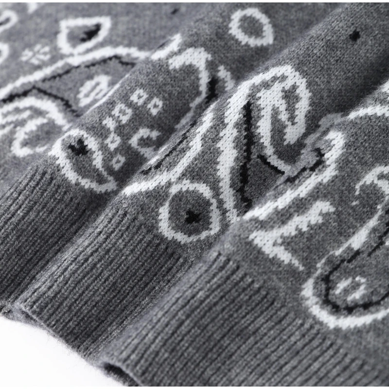 2026 Spring New Paisley Floral Print Knitted Cardigan Jacket Women Chic Long Sleeve Zipper Sweater Lady Casual Street Outerwear