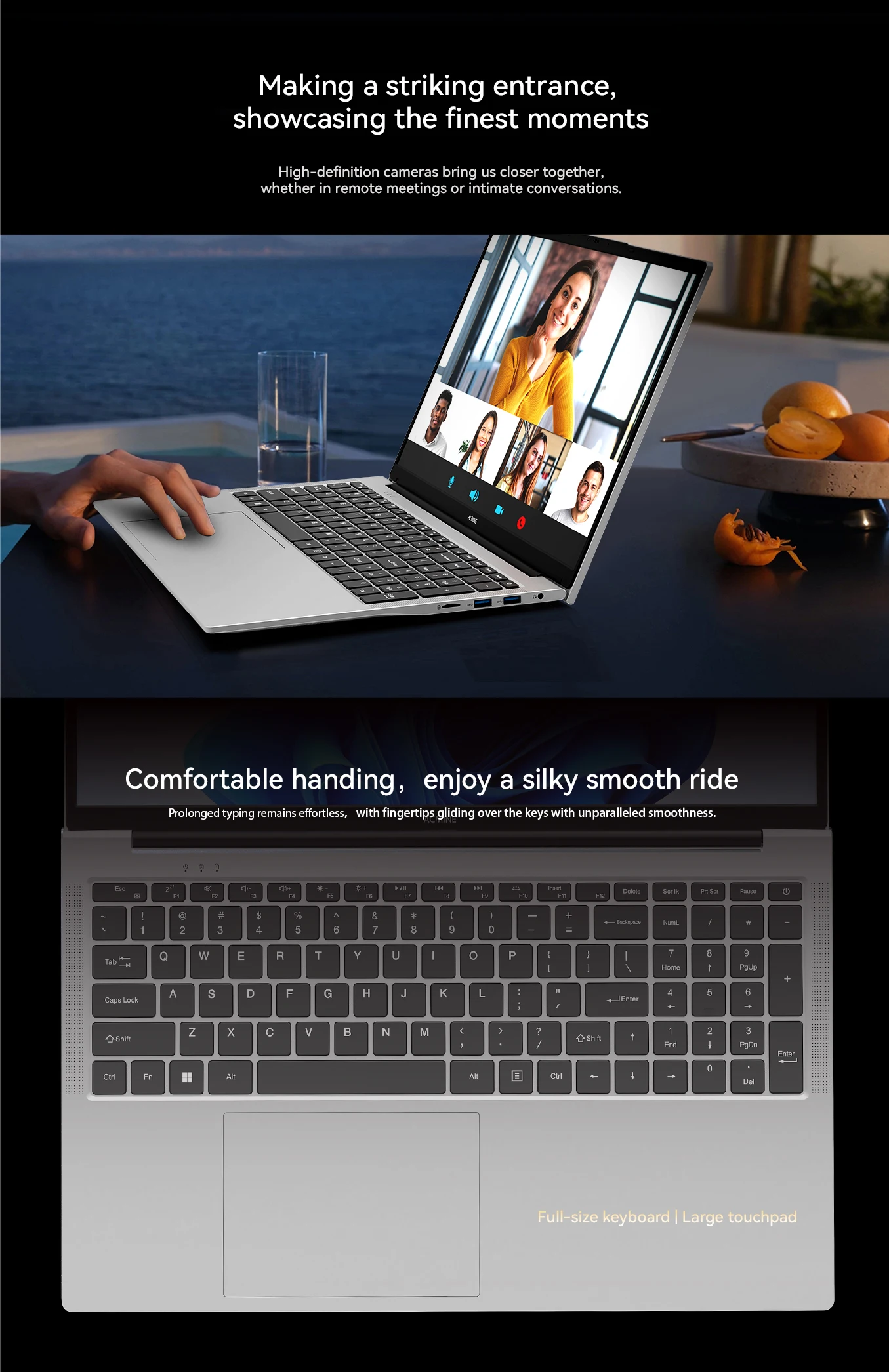 Blossom 6500Y New 17.3" Laptop 16GB RAM 512GB SSD Intel N5095 Portable Notebook Lightweight Keyboard Windows 11 Pro