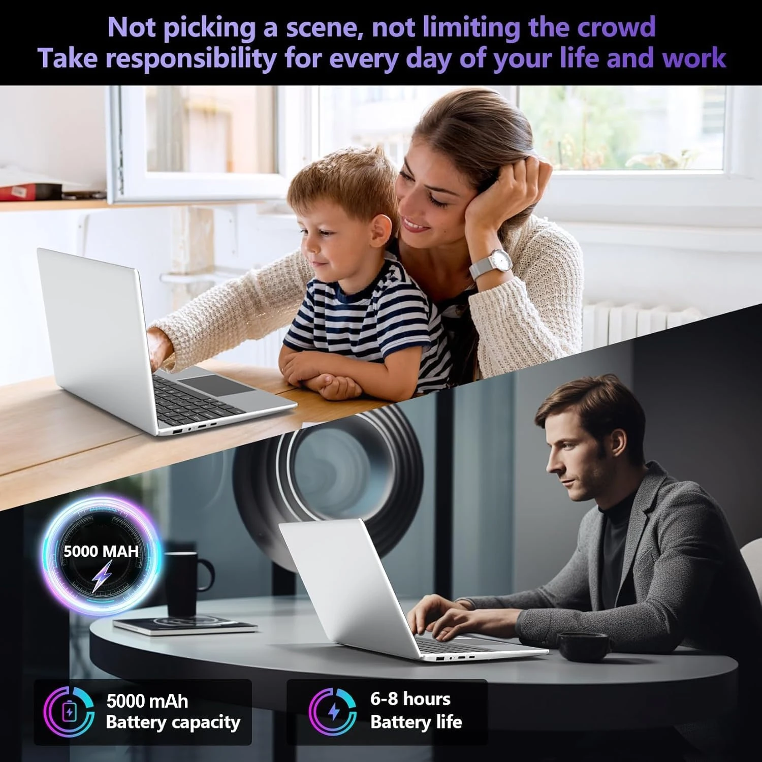 FUCHU 2026 Laptop Intel Atom X7 A3950 12GB RAM 1TB 2TB SSD 14.1 Inch Ultra Slim Computer Windows 11 pro Gaming PC for Office Study Business