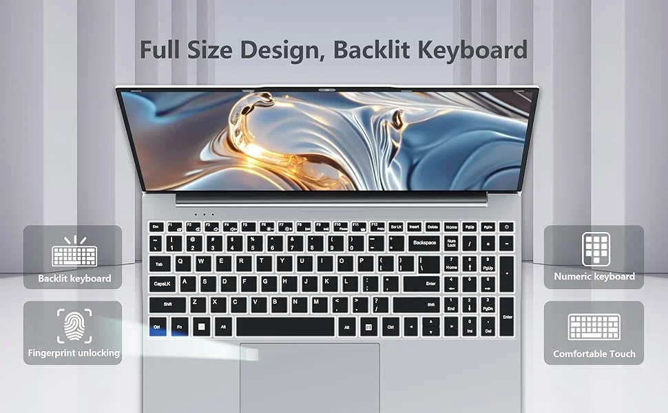 15.6" Ultraslim Laptops Intel Core i9 10980HK Fingerprint Unlock Laptop 16GB RAM 2TB SSD Windows 11 Gaming Office Study Computer