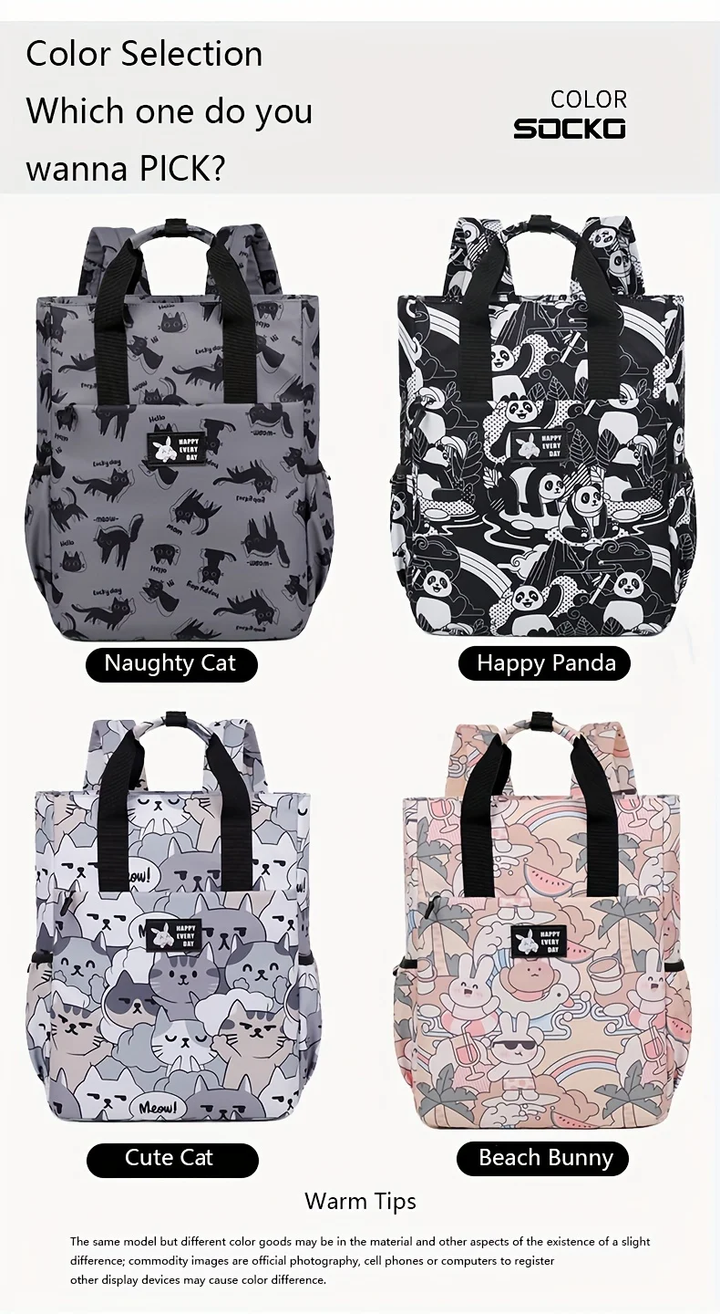 15.6 Inch Business Cartoon Backpack, Conference Travel Bag, Student Schoolbag, Multifunctional Laptop Bag, Backpacks