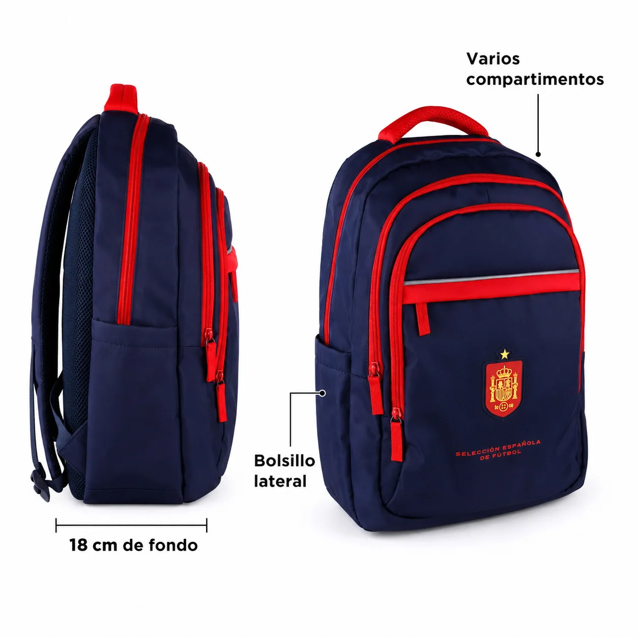 La Roja School Backpack Spanish National Football Team "La Roja", Official Licensed Product National team football backpack 43x30x18cm red and navy blue with compartments