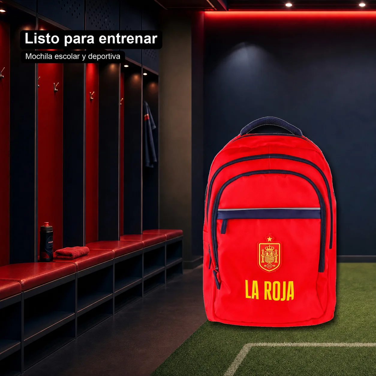 La Roja School Backpack Spanish National Football Team "La Roja", Official Licensed Product National team football backpack 43x30x18cm red and navy blue with compartments