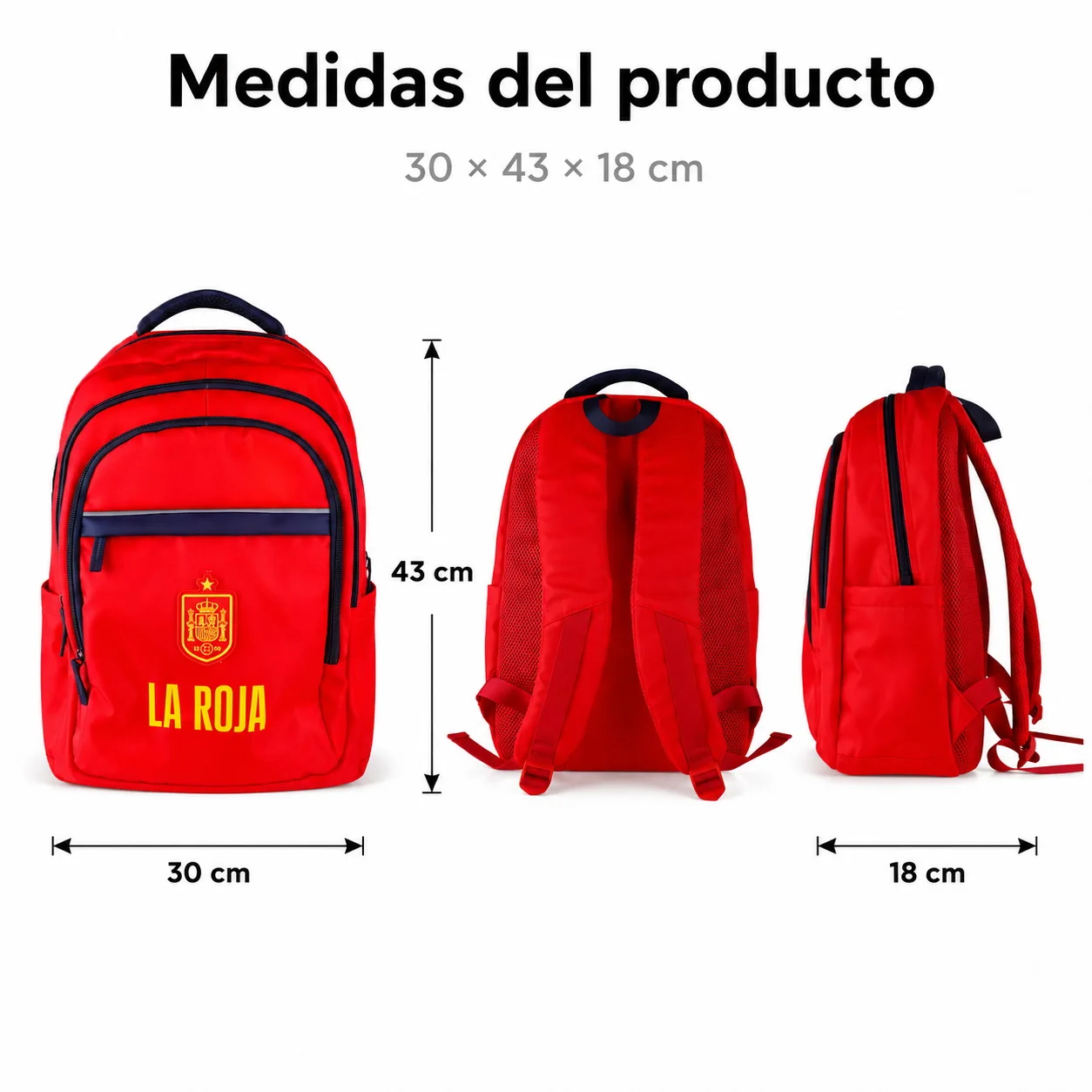 La Roja School Backpack Spanish National Football Team "La Roja", Official Licensed Product National team football backpack 43x30x18cm red and navy blue with compartments