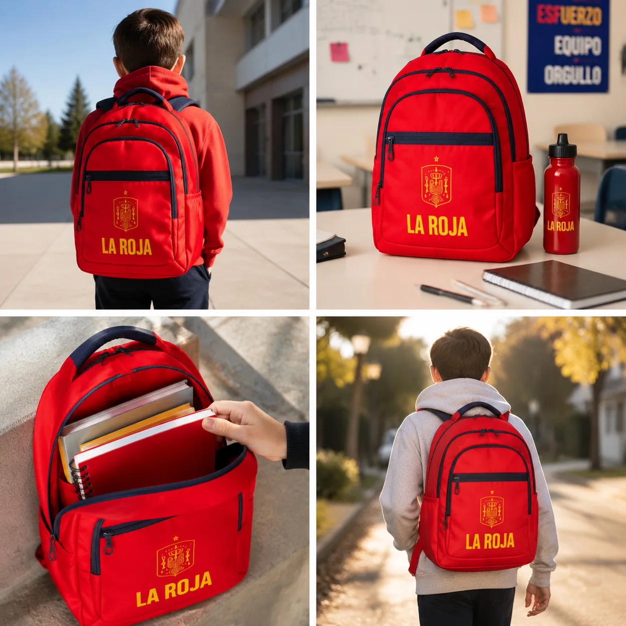 La Roja School Backpack Spanish National Football Team "La Roja", Official Licensed Product National team football backpack 43x30x18cm red and navy blue with compartments