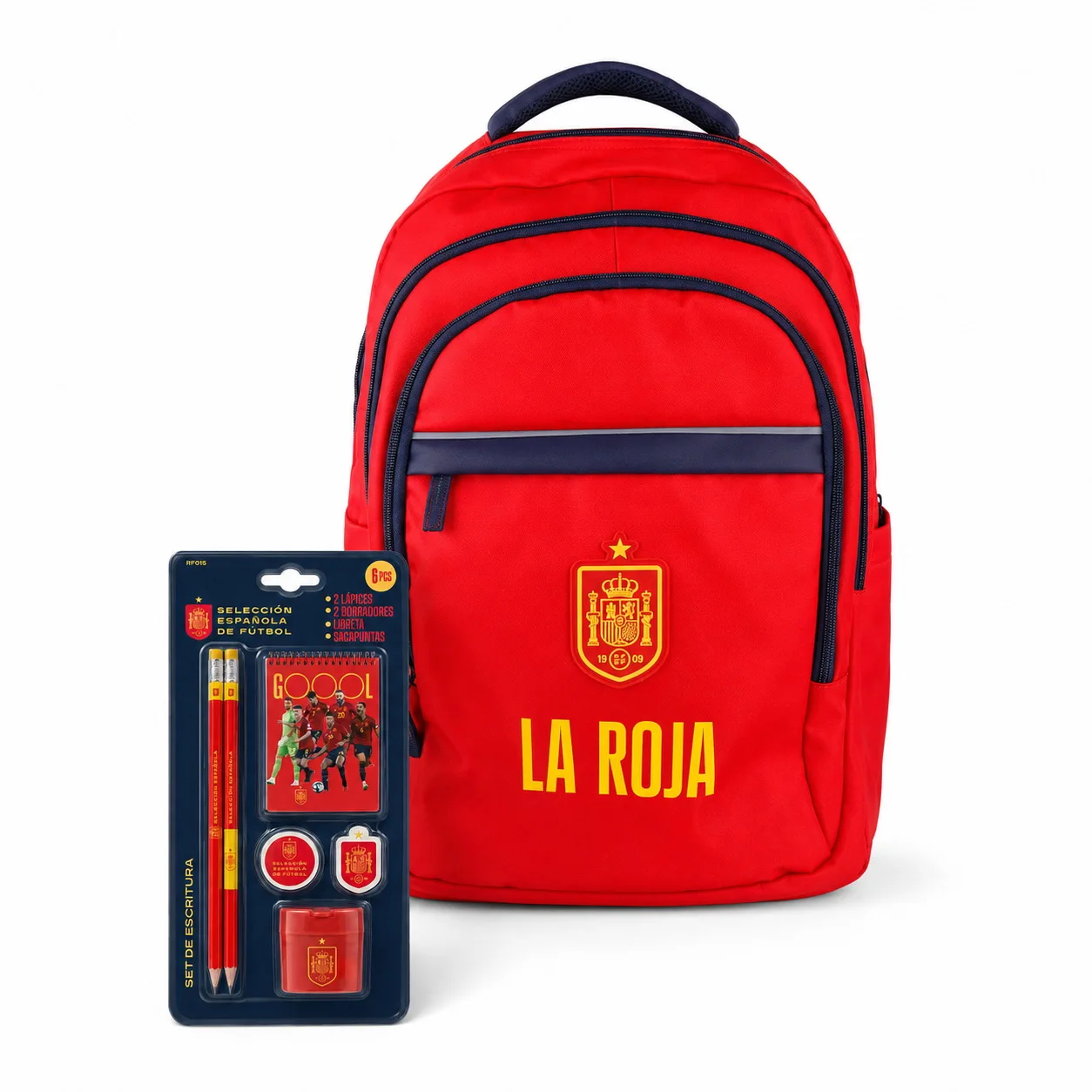 La Roja School Backpack Spanish National Football Team "La Roja", Official Licensed Product National team football backpack 43x30x18cm red and navy blue with compartments