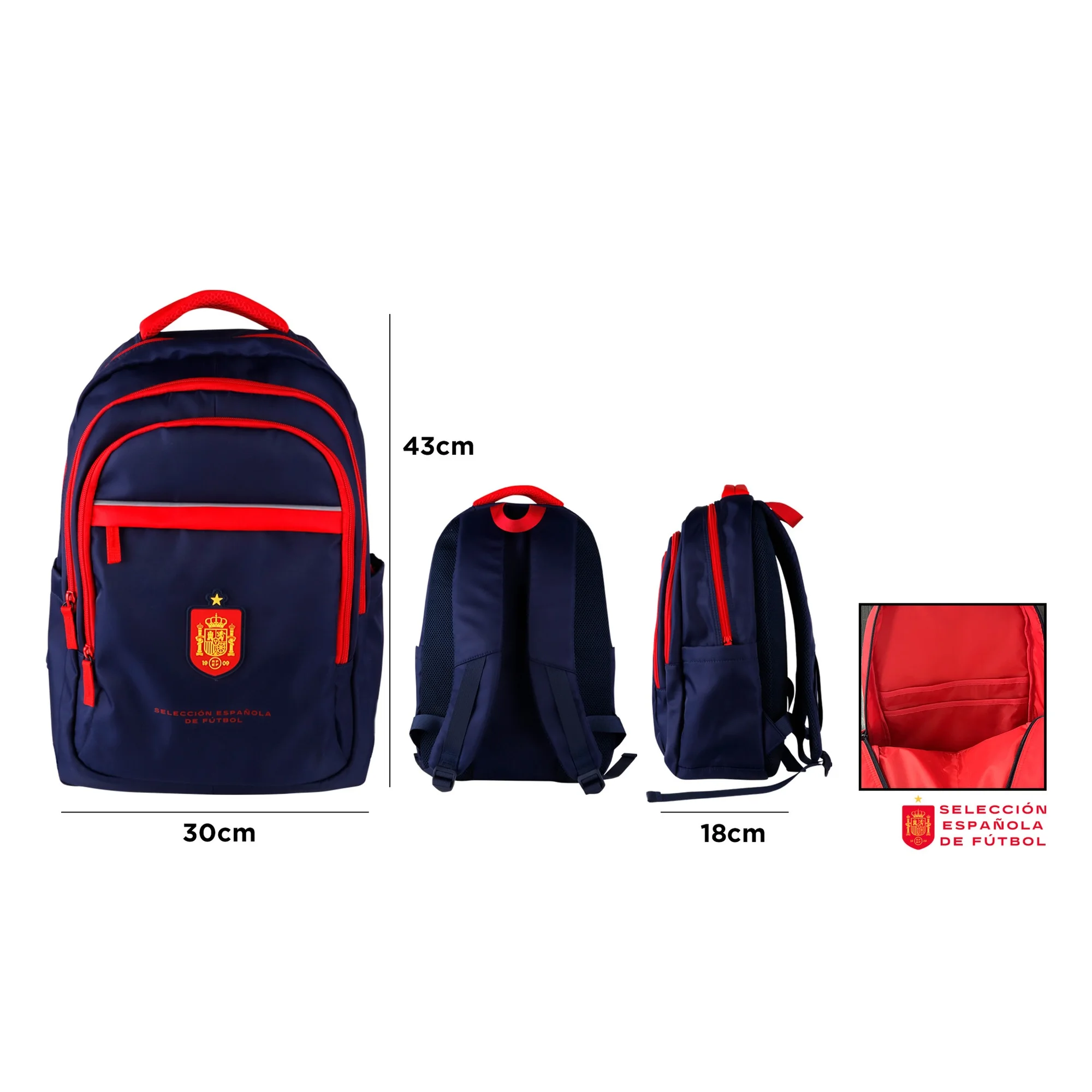La Roja School Backpack Spanish National Football Team "La Roja", Official Licensed Product National team football backpack 43x30x18cm red and navy blue with compartments