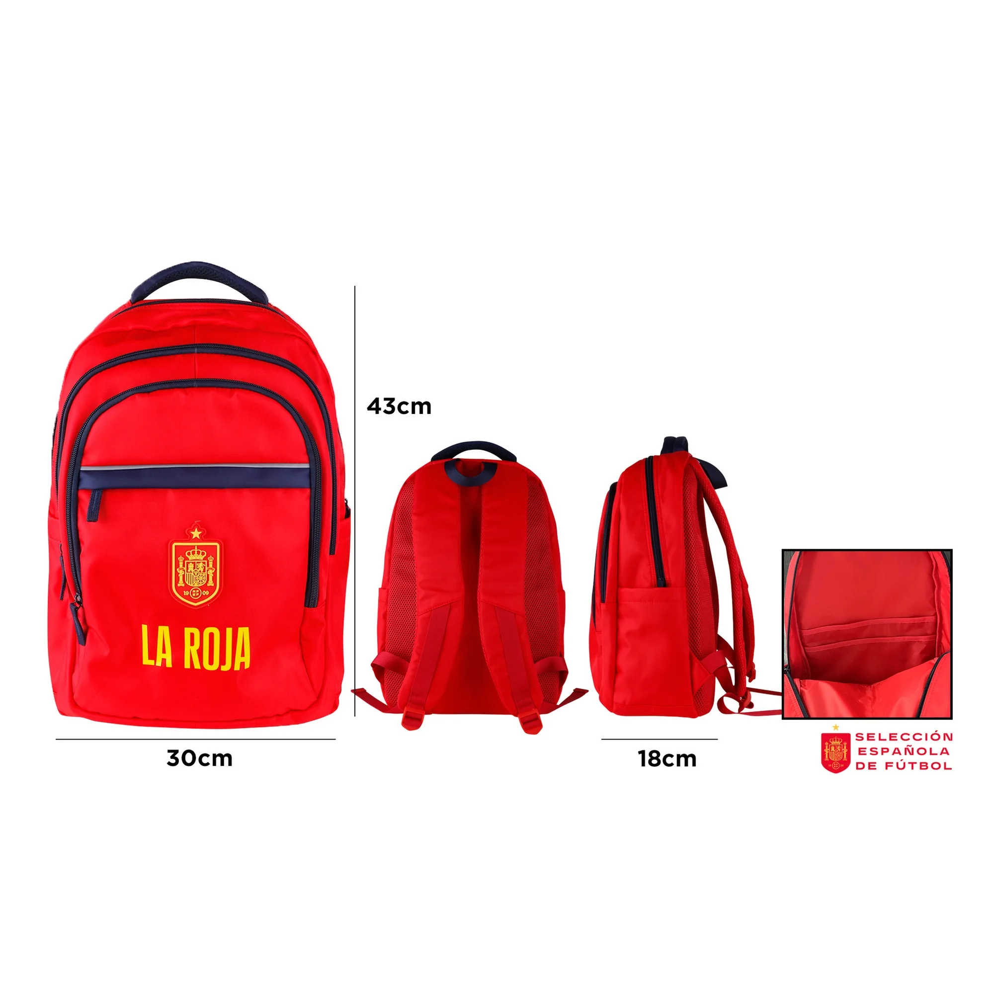 La Roja School Backpack Spanish National Football Team "La Roja", Official Licensed Product National team football backpack 43x30x18cm red and navy blue with compartments