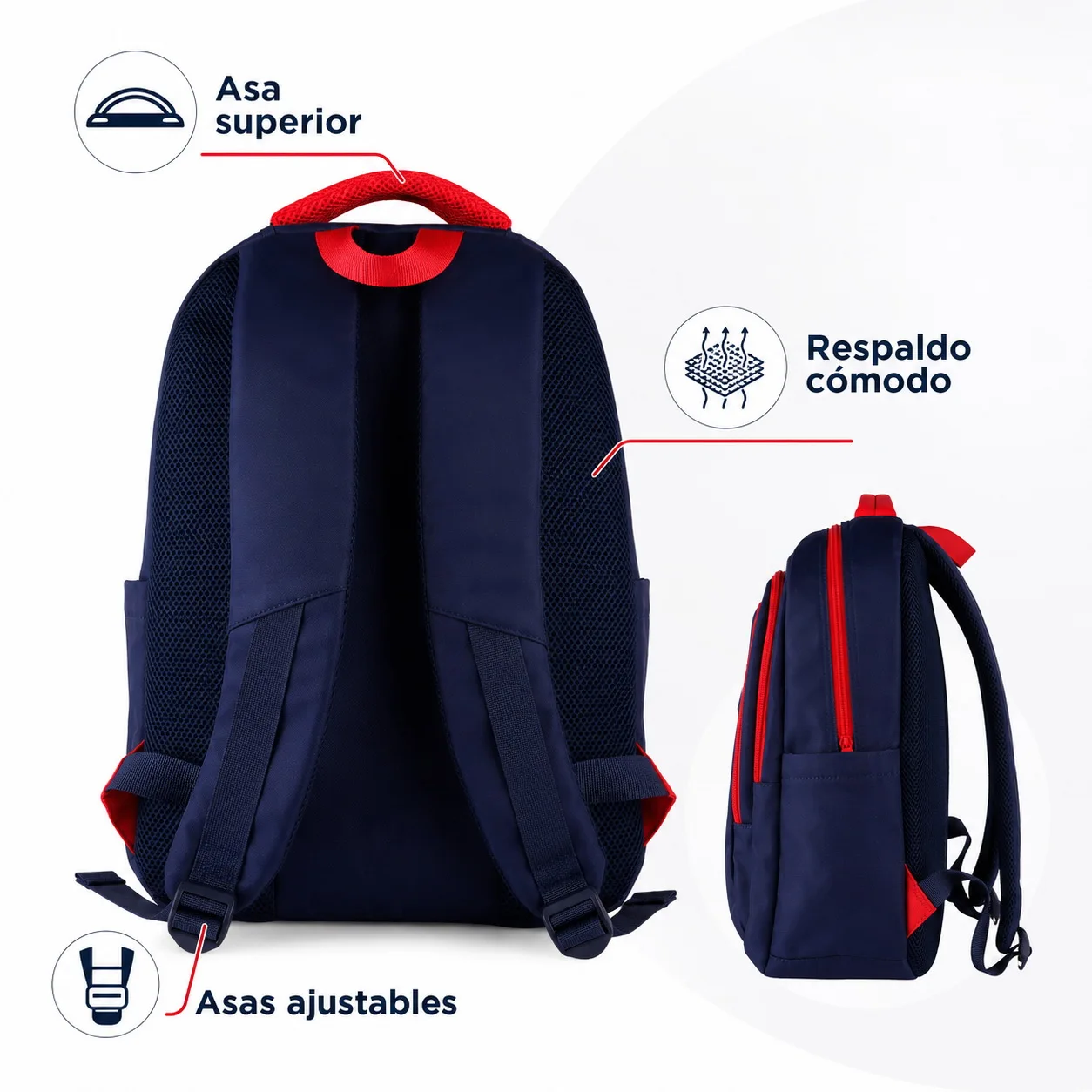 La Roja School Backpack Spanish National Football Team "La Roja", Official Licensed Product National team football backpack 43x30x18cm red and navy blue with compartments