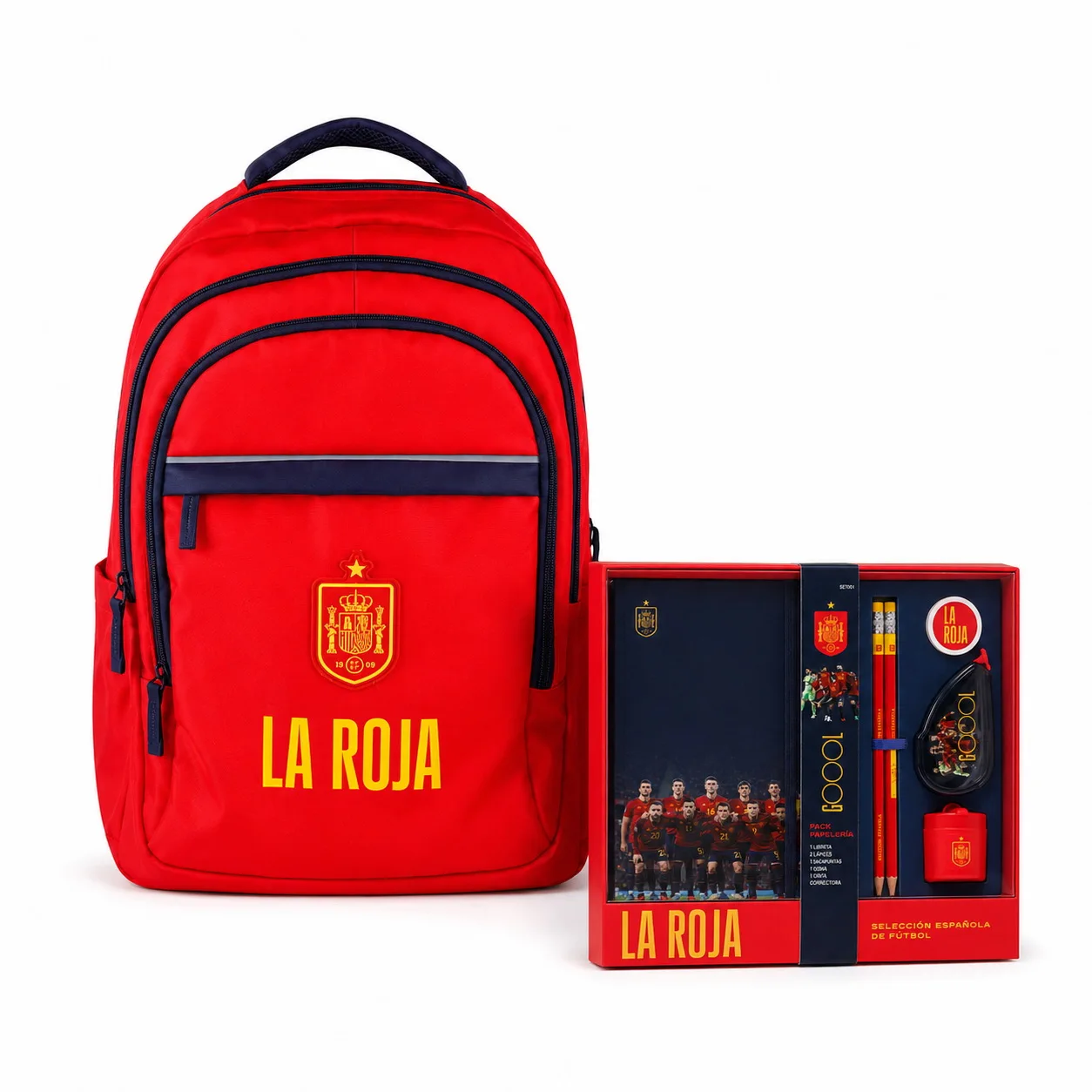 La Roja School Backpack Spanish National Football Team "La Roja", Official Licensed Product National team football backpack 43x30x18cm red and navy blue with compartments