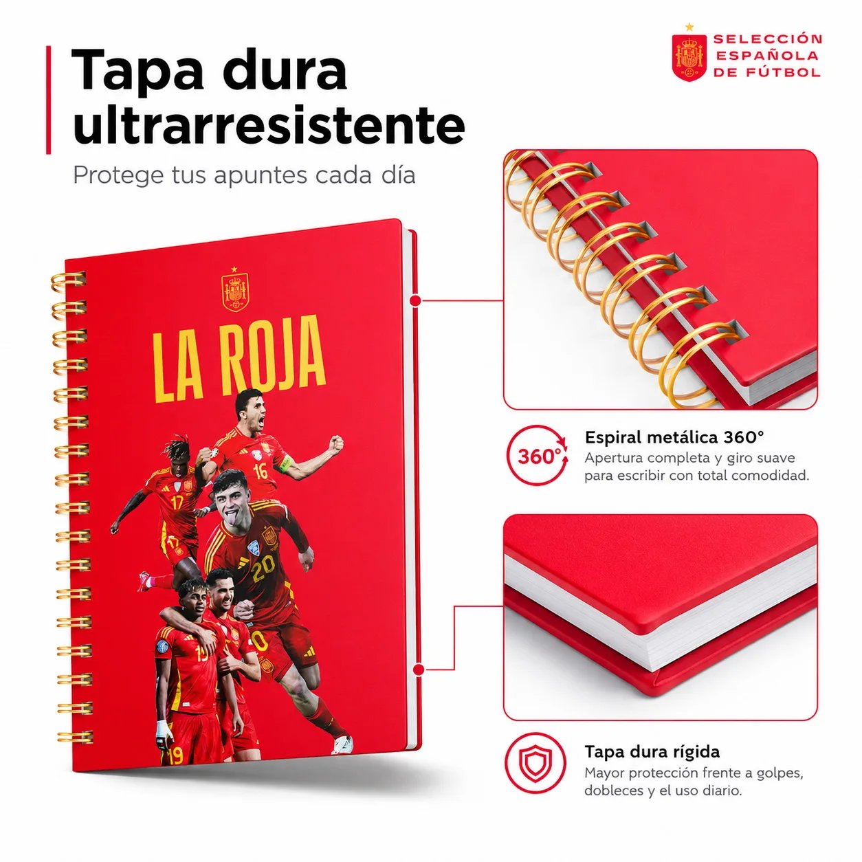 La Roja School Backpack Spanish National Football Team "La Roja", Official Licensed Product National team football backpack 43x30x18cm red and navy blue with compartments