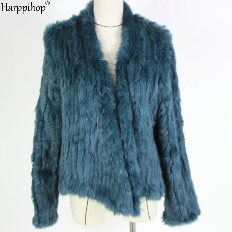 2021 Hot sale knitted rabbit fur jacket popuplar fashion fur jacket winter fur coat for women*harppihop