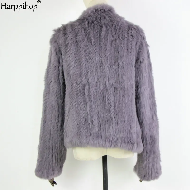 2021 Hot sale knitted rabbit fur jacket popuplar fashion fur jacket winter fur coat for women*harppihop