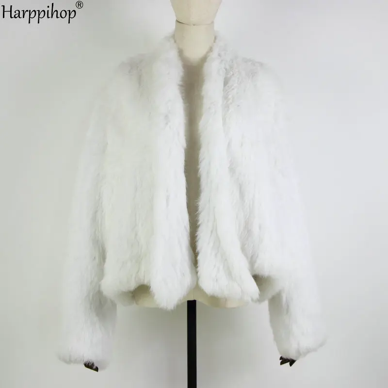 2021 Hot sale knitted rabbit fur jacket popuplar fashion fur jacket winter fur coat for women*harppihop