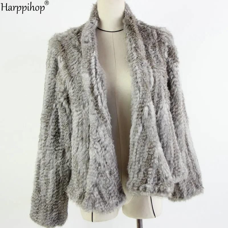 2021 Hot sale knitted rabbit fur jacket popuplar fashion fur jacket winter fur coat for women*harppihop