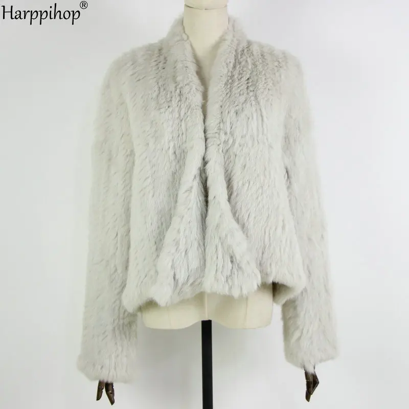 2021 Hot sale knitted rabbit fur jacket popuplar fashion fur jacket winter fur coat for women*harppihop