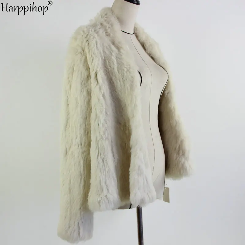 2021 Hot sale knitted rabbit fur jacket popuplar fashion fur jacket winter fur coat for women*harppihop