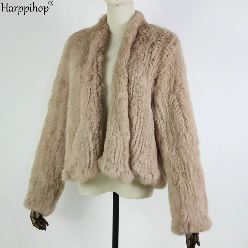 2021 Hot sale knitted rabbit fur jacket popuplar fashion fur jacket winter fur coat for women*harppihop