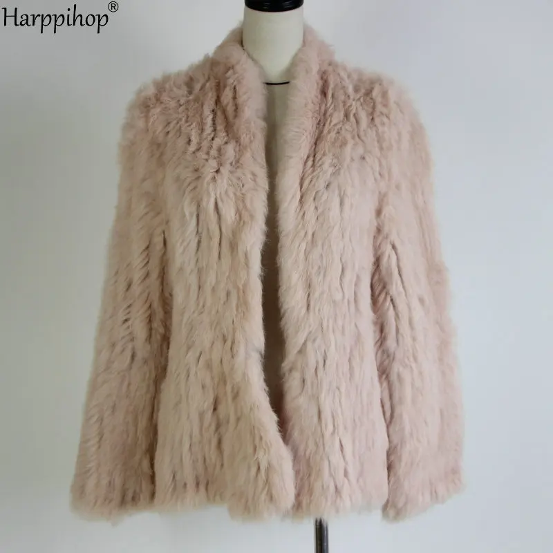2021 Hot sale knitted rabbit fur jacket popuplar fashion fur jacket winter fur coat for women*harppihop