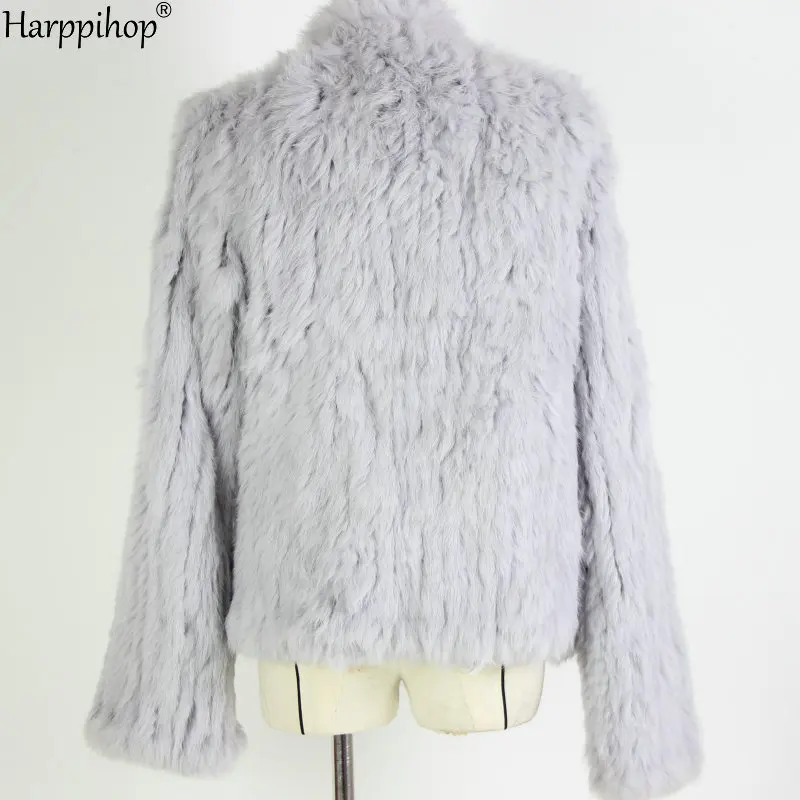 2021 Hot sale knitted rabbit fur jacket popuplar fashion fur jacket winter fur coat for women*harppihop