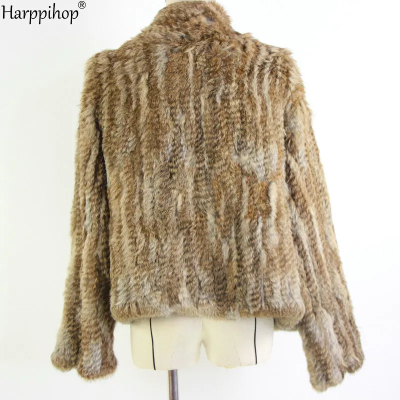 2021 Hot sale knitted rabbit fur jacket popuplar fashion fur jacket winter fur coat for women*harppihop