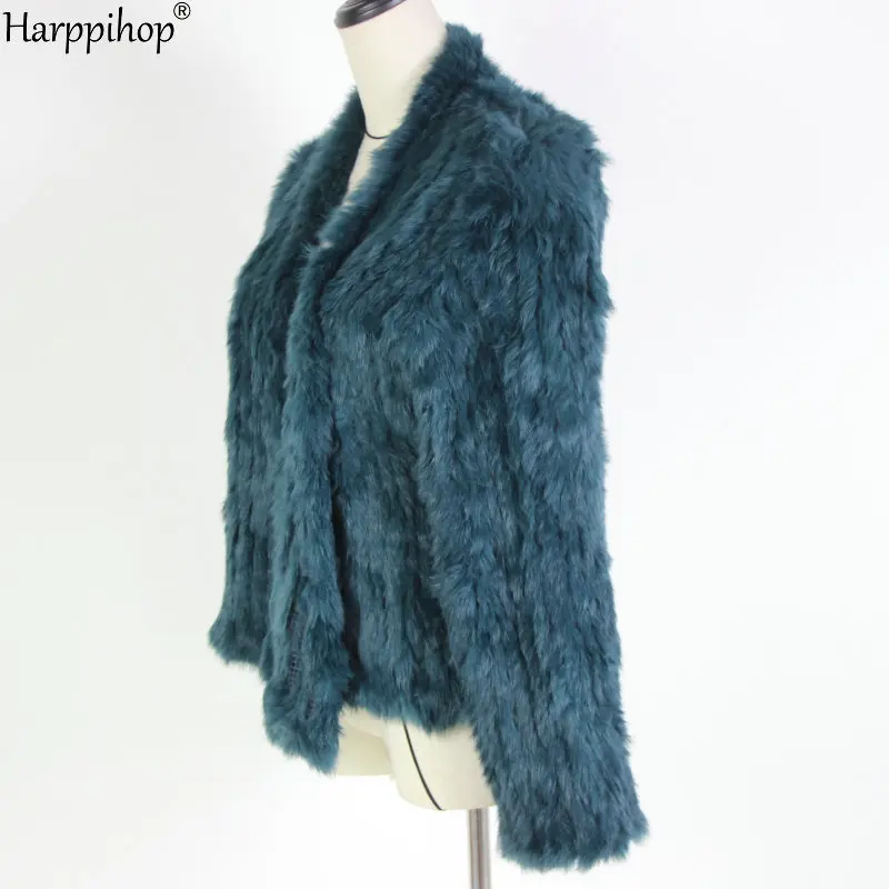 2021 Hot sale knitted rabbit fur jacket popuplar fashion fur jacket winter fur coat for women*harppihop