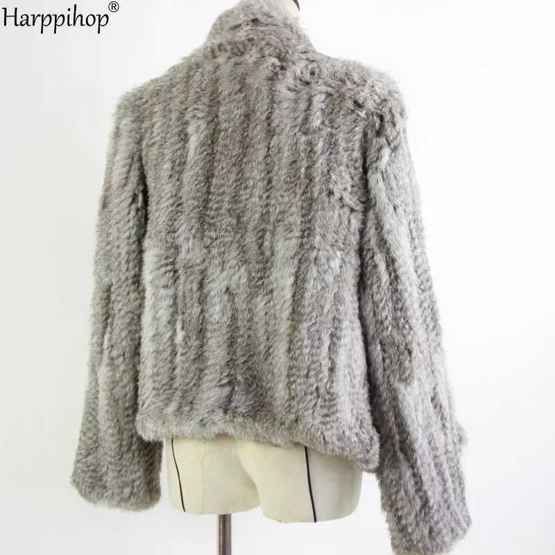 2021 Hot sale knitted rabbit fur jacket popuplar fashion fur jacket winter fur coat for women*harppihop