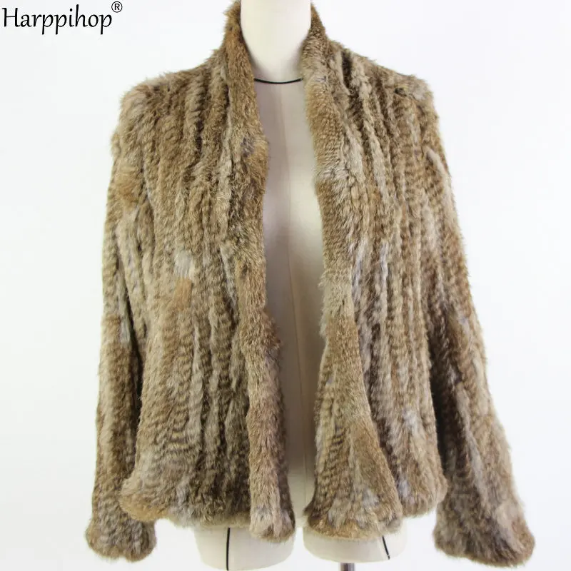 2021 Hot sale knitted rabbit fur jacket popuplar fashion fur jacket winter fur coat for women*harppihop