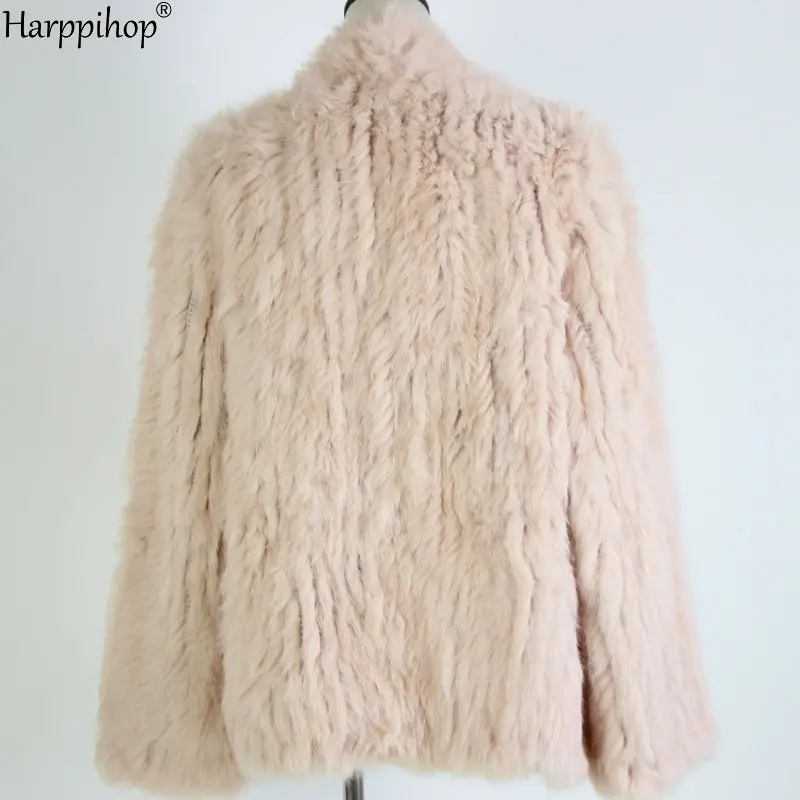 2021 Hot sale knitted rabbit fur jacket popuplar fashion fur jacket winter fur coat for women*harppihop