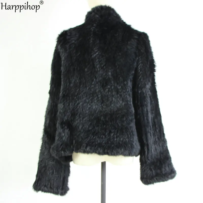 2021 Hot sale knitted rabbit fur jacket popuplar fashion fur jacket winter fur coat for women*harppihop