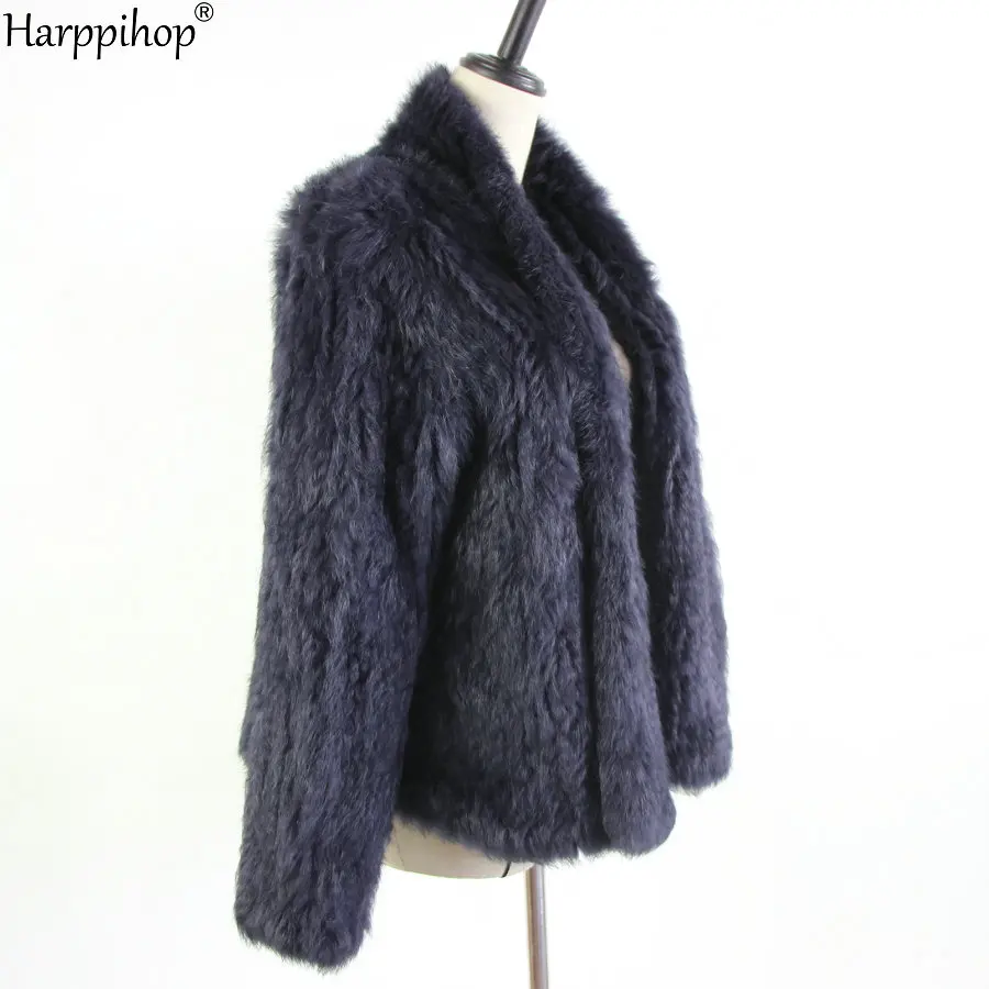 2021 Hot sale knitted rabbit fur jacket popuplar fashion fur jacket winter fur coat for women*harppihop